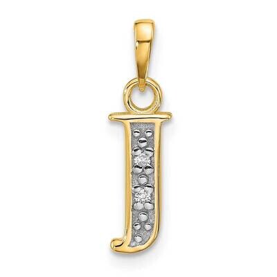 Diamond Letter J Initial Pendant 14k Gold With Rhodium YC1541J, MPN: YC1541J,