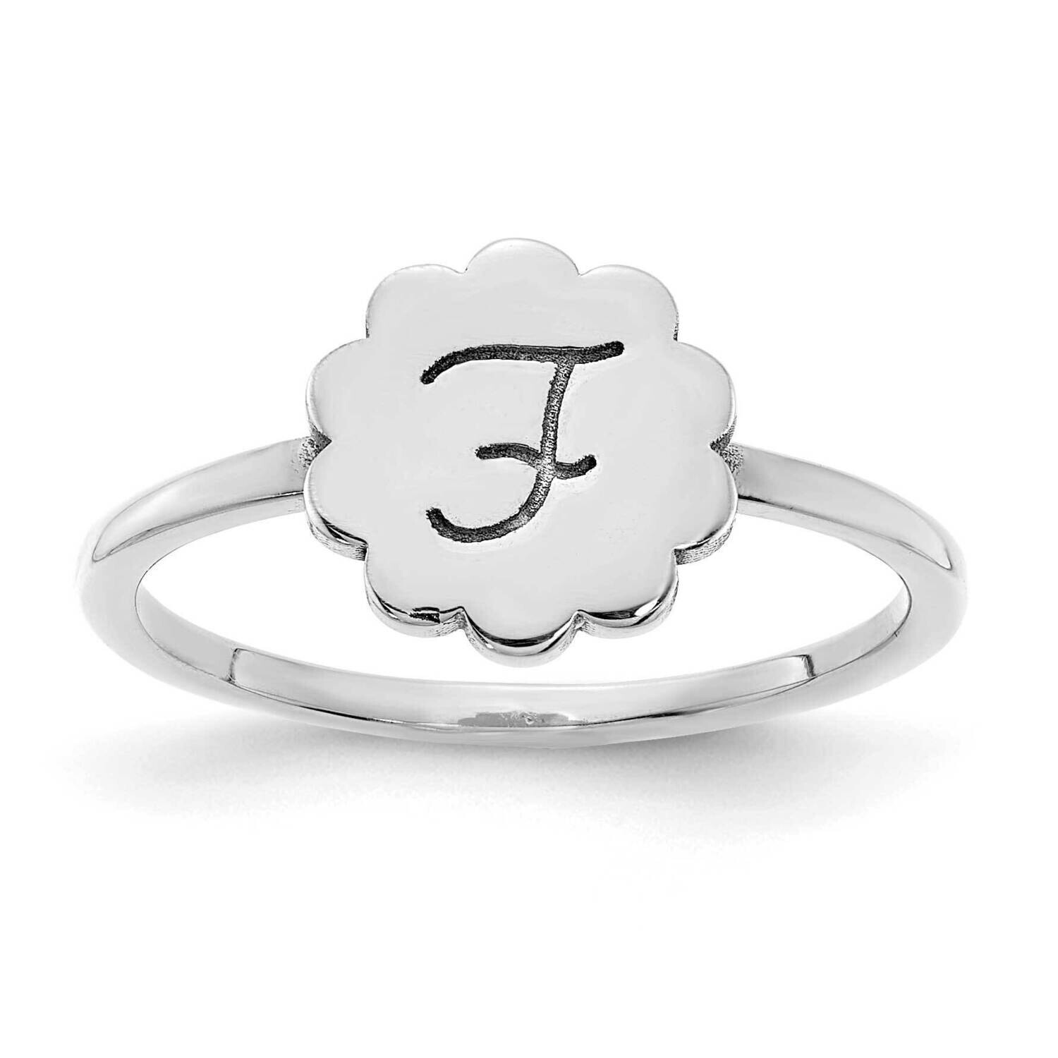 Initial Flower Signet Ring 14k White Gold XNR118W, MPN: XNR118W, 196904020807