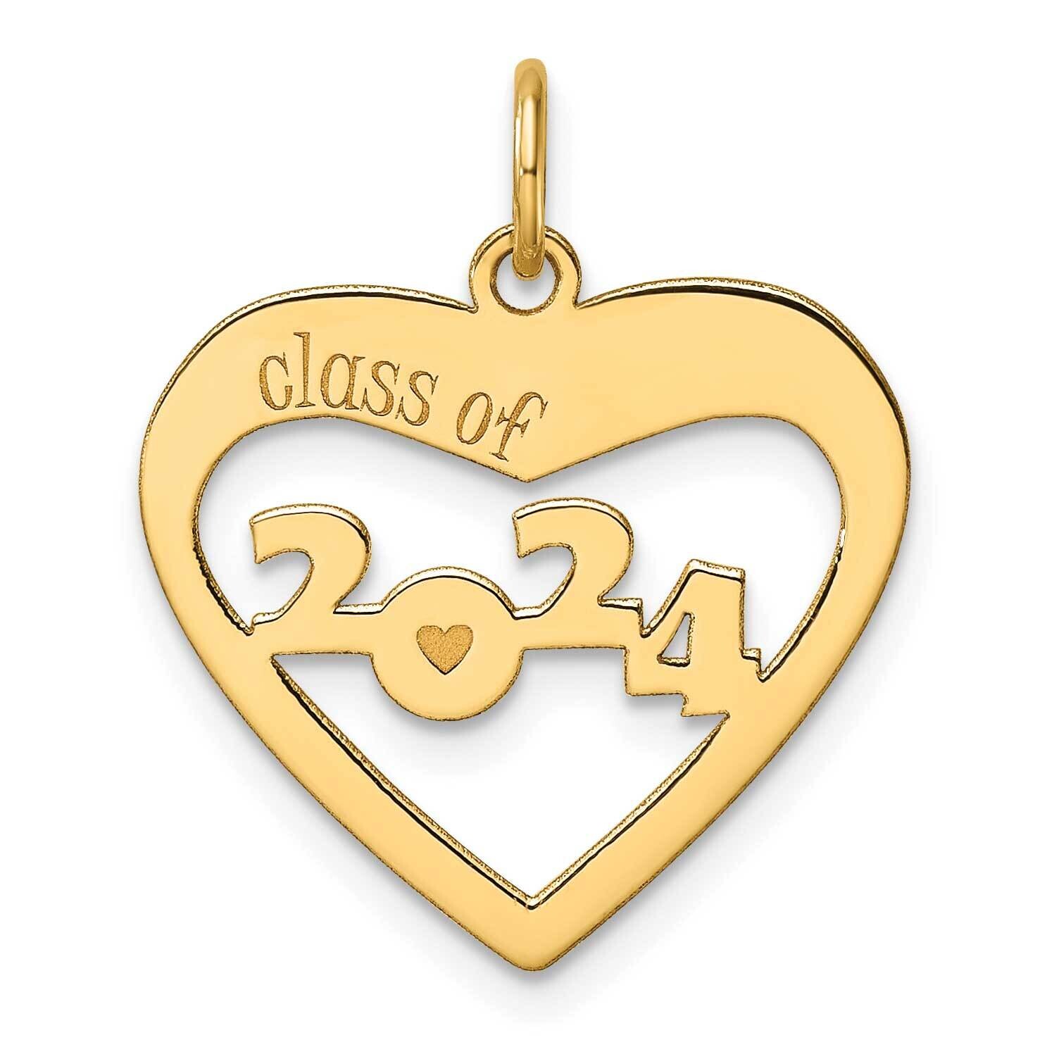 Class Of 2024 Cut Out Heart Charm 14k Polished Gold YC1543