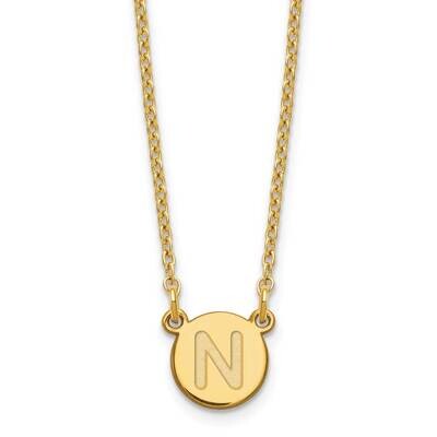 Gold-Plated Tiny Circle Block Letter N Initial Necklace Sterling Silver XNA722GP/N, MPN: XNA722GP/N,