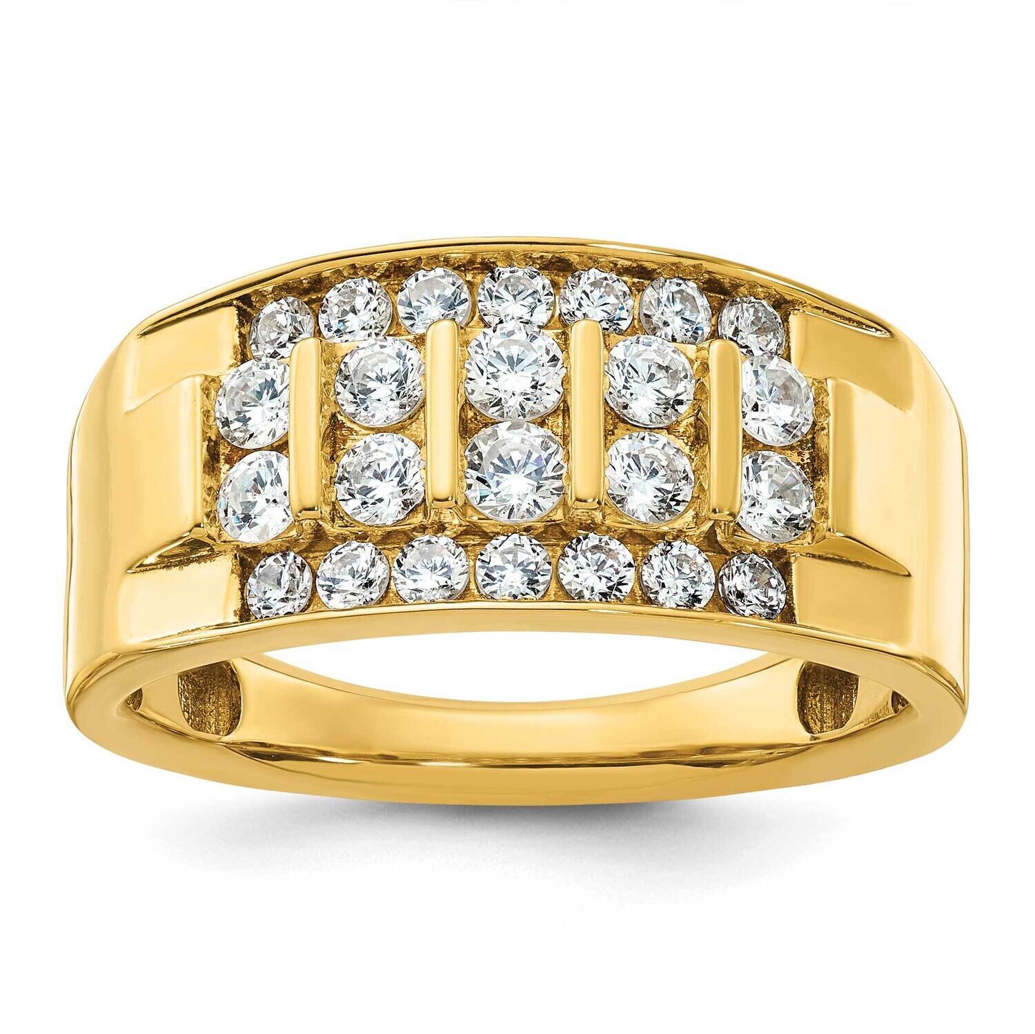 Ibgoodman Men&#39;s Polished 4-Row 1 Carat Aa Quality Diamond Ring 14k Gold B64251-4YAA
