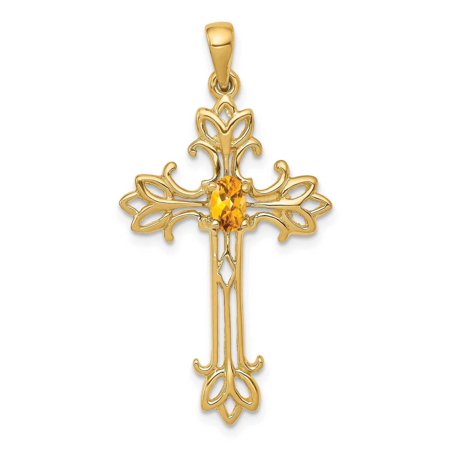 5X3mm Oval Citrine Cross Pendant 14k Gold XP1775CI, MPN: XP1775CI, 883957236742