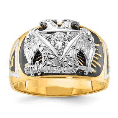 Ibgoodman Men&#39;s Polished Textured Multi-Color Enamel Diamond 32Nd Degree Scottish Rite Masonic Ring…