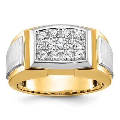 Ibgoodman Men&#39;s Polished Satin 1/2 Carat Aa Quality Diamond Cluster Ring 14k Two-Tone Gold B58215-4…
