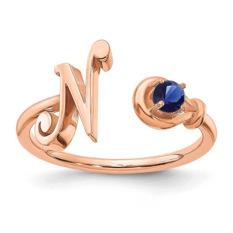 Rose-Plated Letter N Birthstone Ring Sterling Silver XNR81NRP