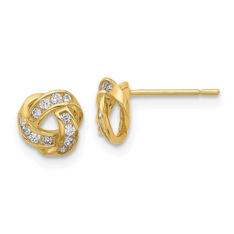 CZ Love Knot Post Earrings 14k Polished Gold YE2183, MPN: YE2183, 196904100295