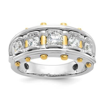 Ibgoodman Men&#39;s Polished Cut-Out 5-Stone 1 Carat Aa Quality Diamond Ring 14k Two-Tone Gold B64098-4…