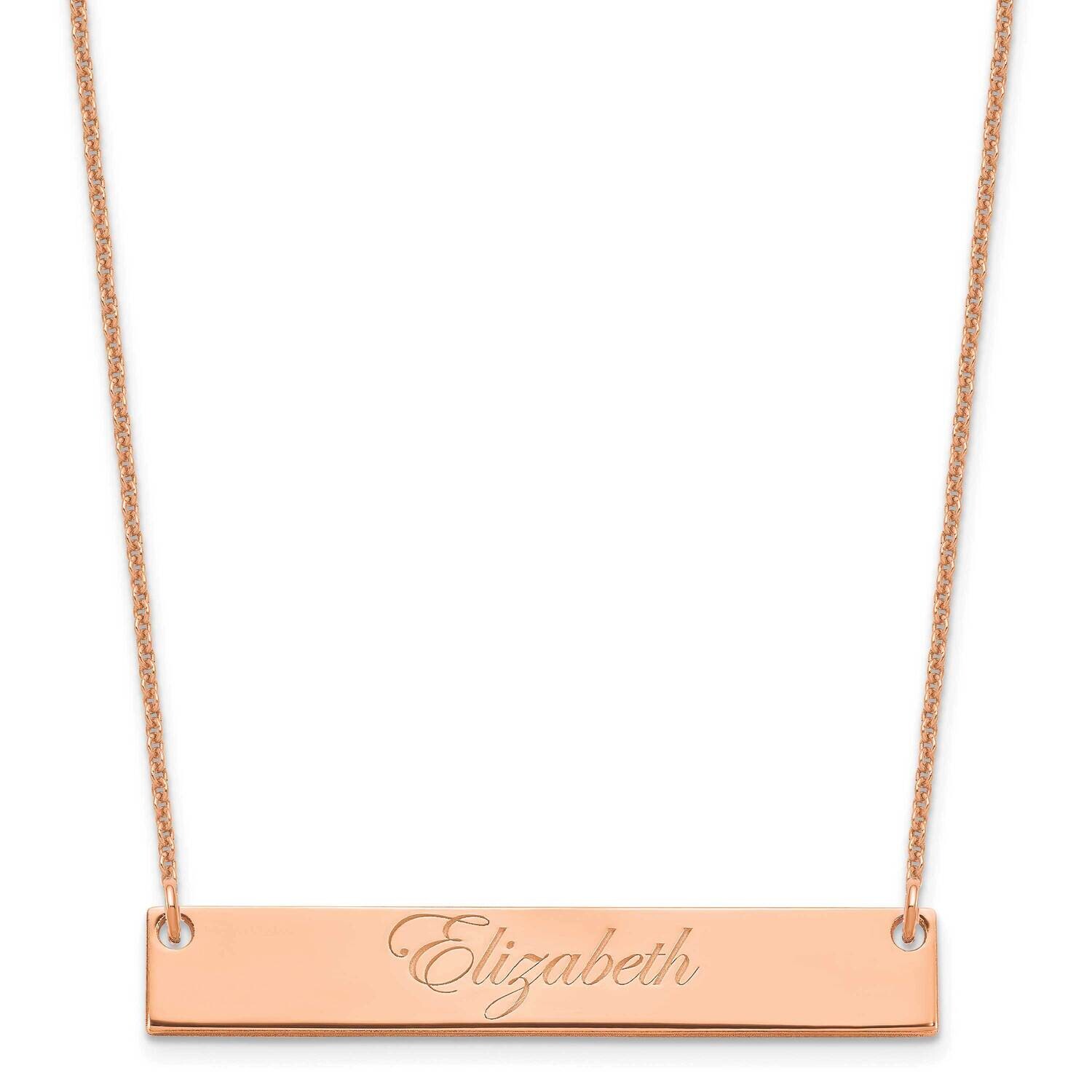 Medium Polished Edwardian Script Bar Necklace 14k Rose Gold XNA641R, MPN: XNA641R,