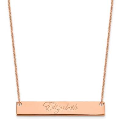 Medium Polished Edwardian Script Bar Necklace 14k Rose Gold XNA641R, MPN: XNA641R,