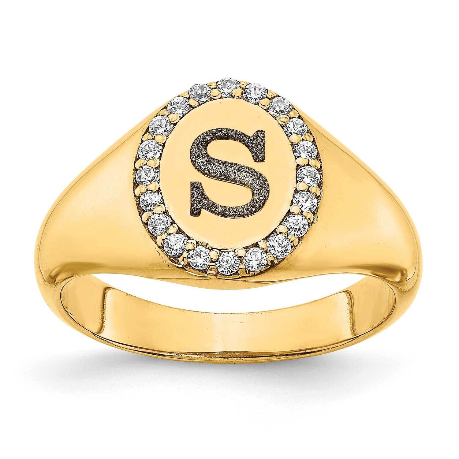 Initial Oval Diamond Classic Signet Ring 14k Gold XNR107Y