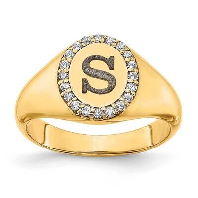 Initial Oval Diamond Classic Signet Ring 14k Gold XNR107Y, MPN: XNR107Y, 196904021354