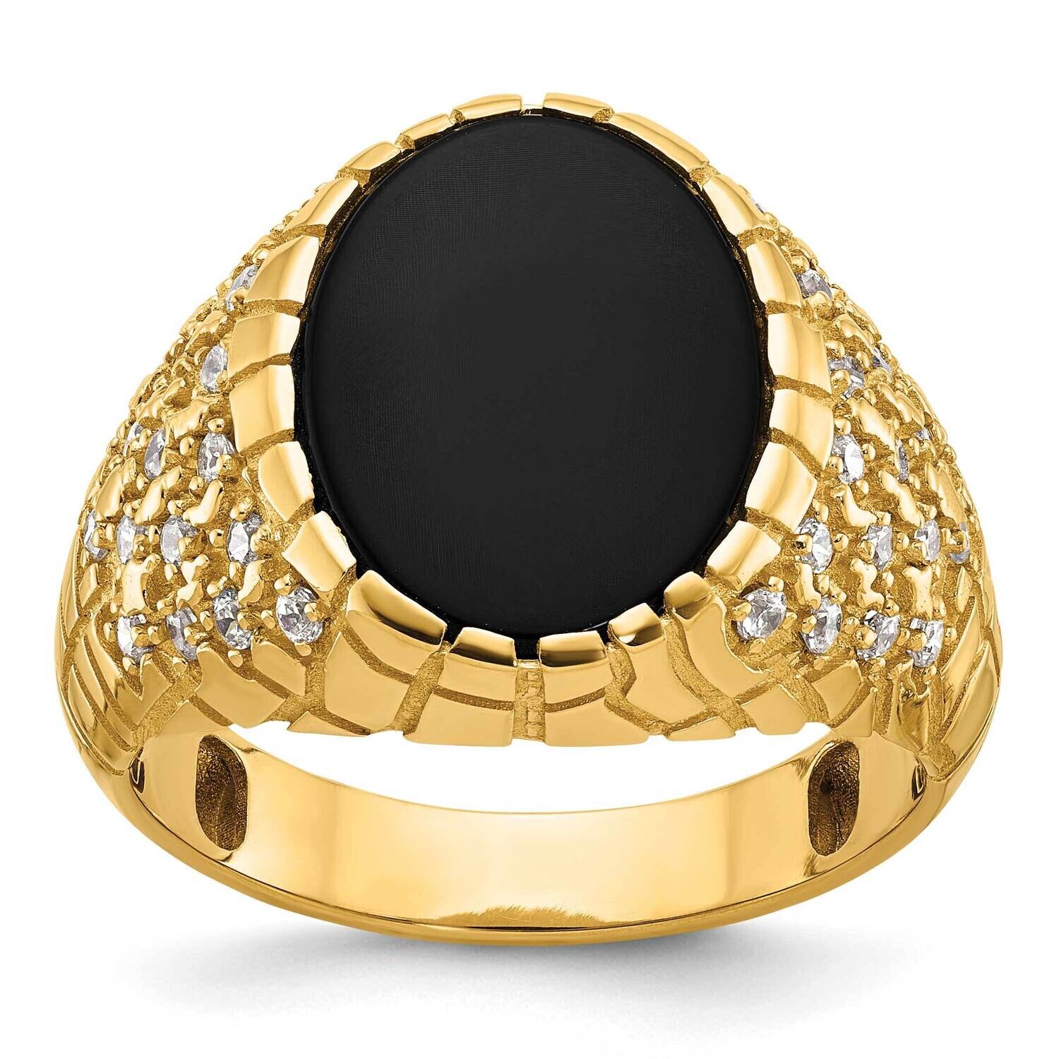 Ibgoodman Men&#39;s Onyx 1/2 Carat Diamond Nugget Complete Ring 14k Gold B52169-4YOX/AA