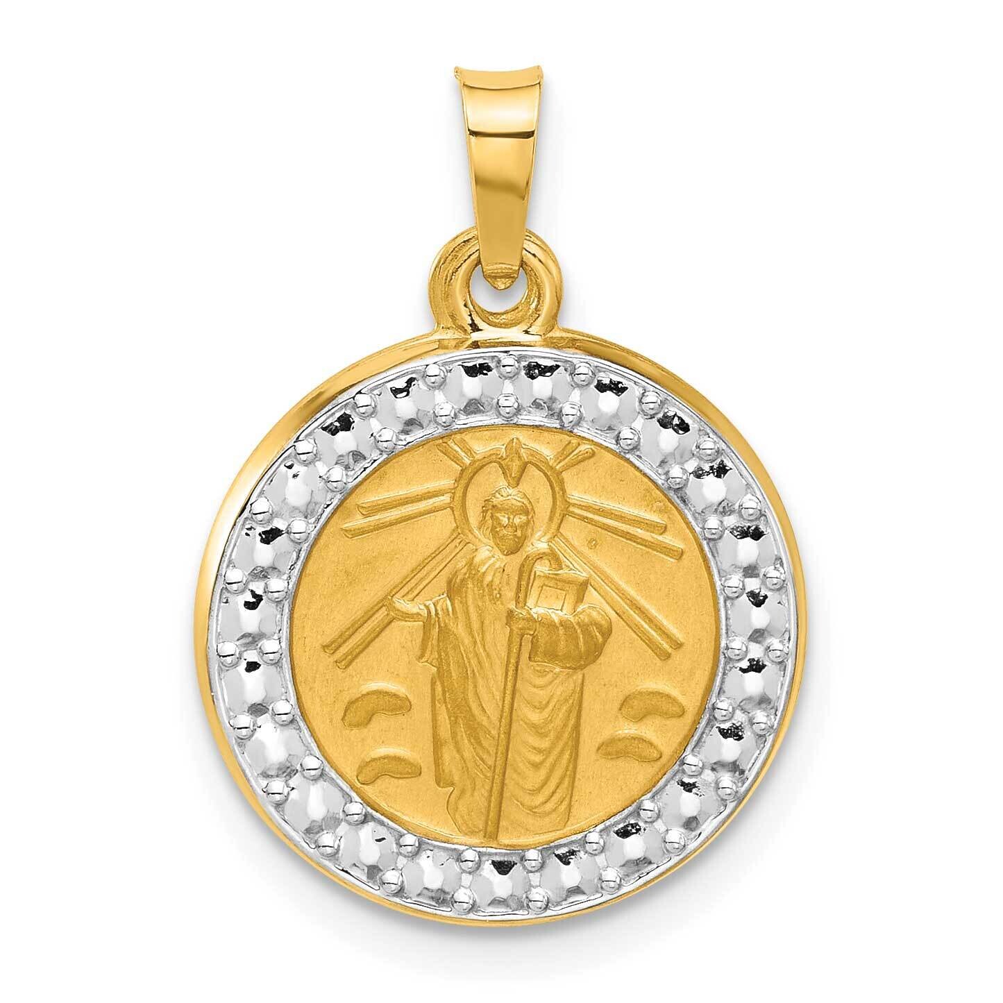 Hollow St. Jude Thaddeus Medal 14k Gold White Rhodium XR2147 by Men&#39;s Jewelry and Accessories, MPN:…