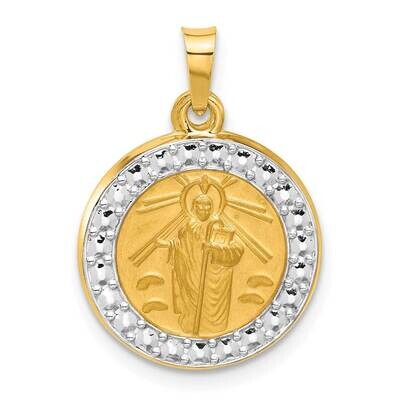 Hollow St. Jude Thaddeus Medal 14k Gold White Rhodium XR2147 by Men&#39;s Jewelry and Accessories, MPN:…