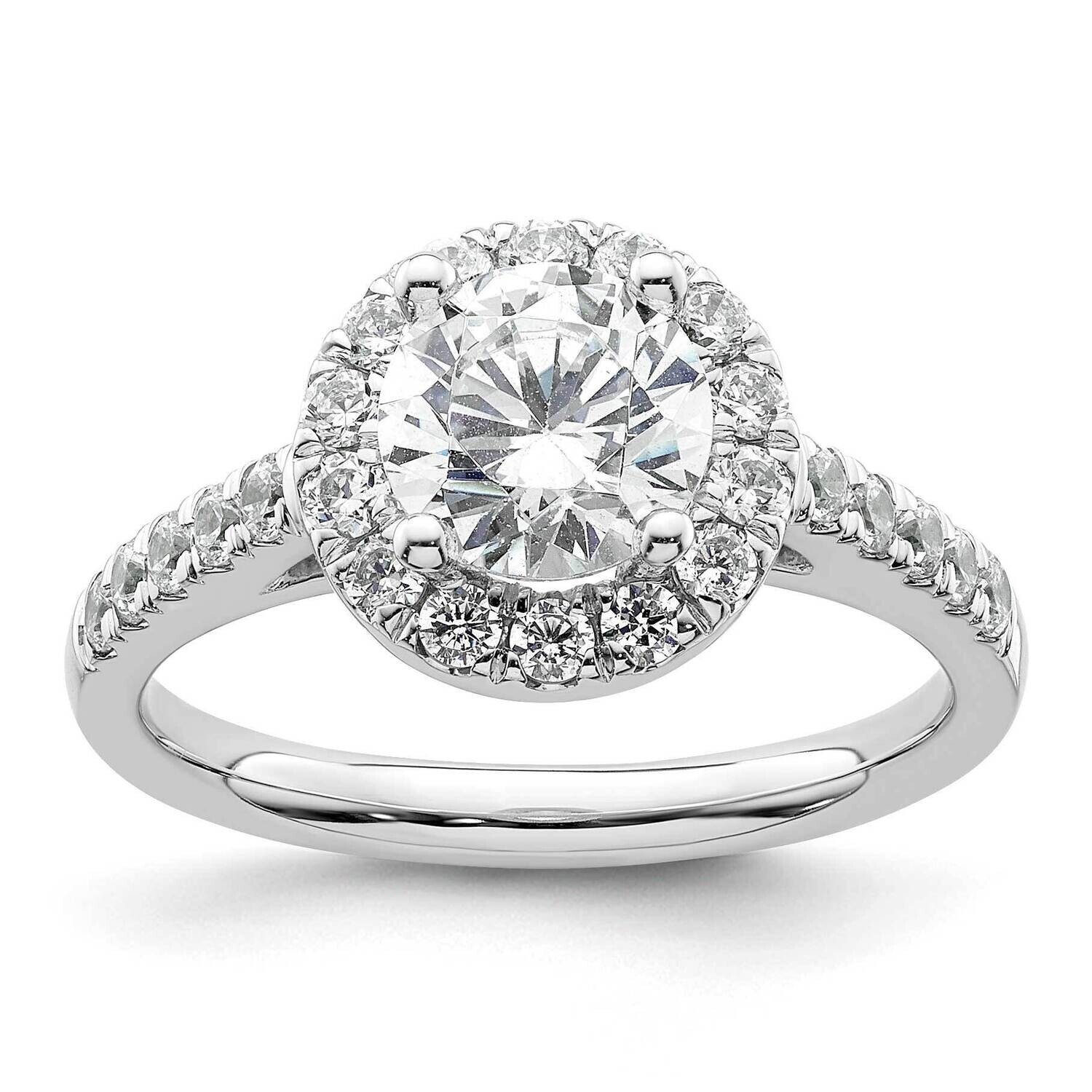 Halo Holds 1.25 Carat 7.00mm Round Center 5/8 Carat Diamond Semi-Mount Engagement Ring 14k White Go…
