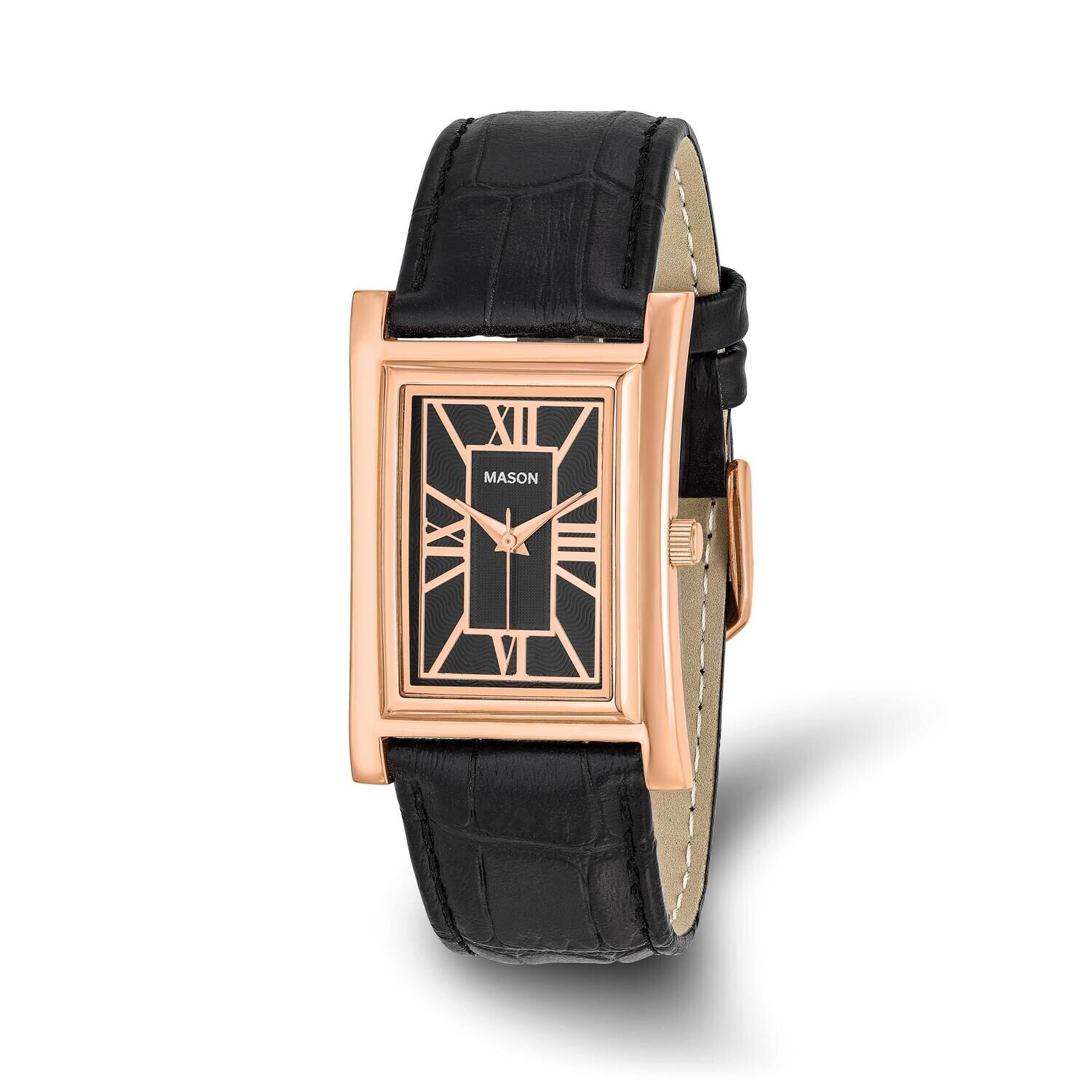 Mason Sales Ladies Rose Gold-Plated Black Leather BWatc Stainless Steel XWA6546
