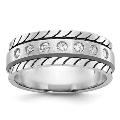 Ibgoodman Men&#39;s Polished Satin 1/4 Carat Diamond Complete Ring 14k White Gold B84344-4WAA by IBGood…
