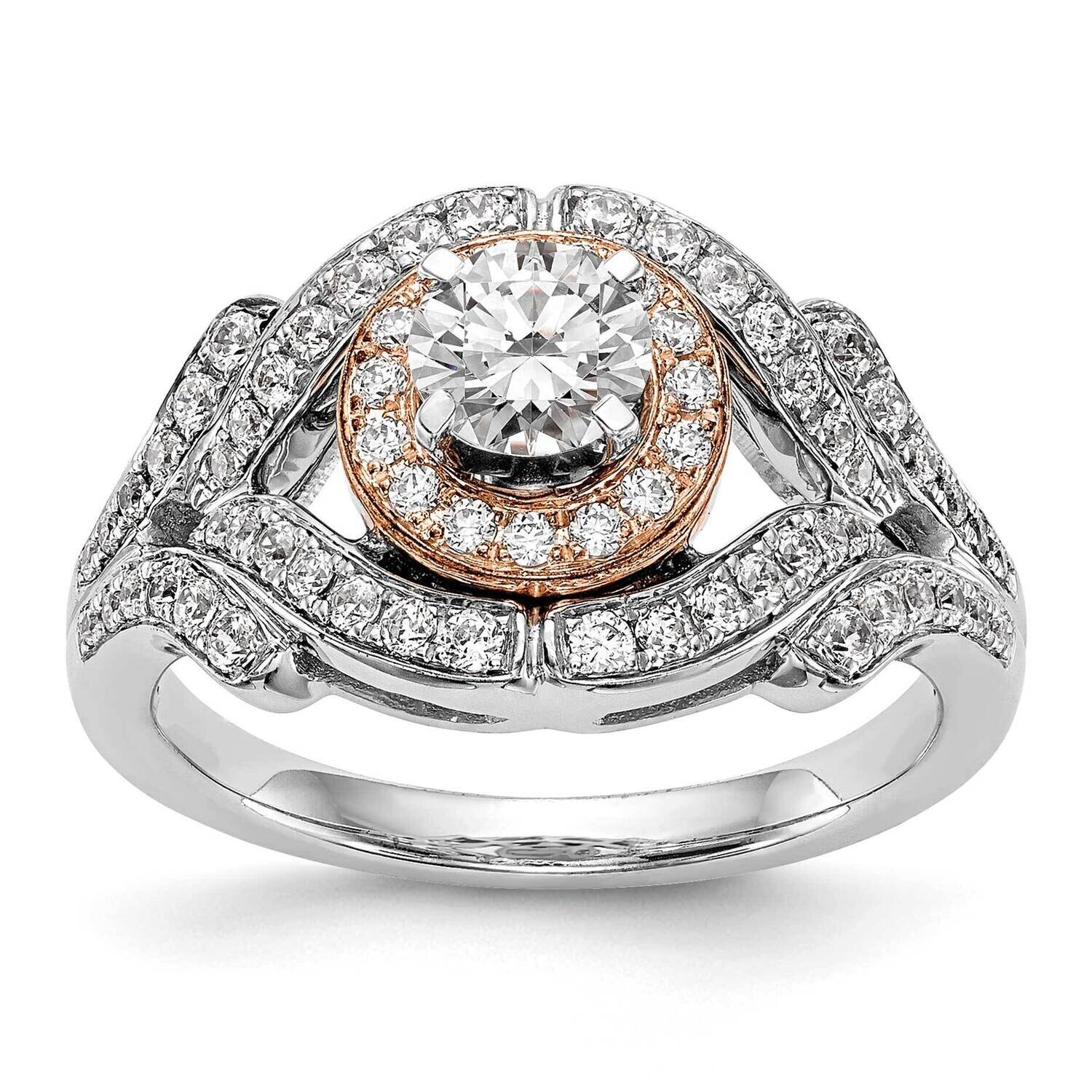 Halo Plus Peg Set 1/2 Carat Diamond Semi-Mount Engagement Ring 14k Two-Tone Gold RM2200E-050-RWAA, …