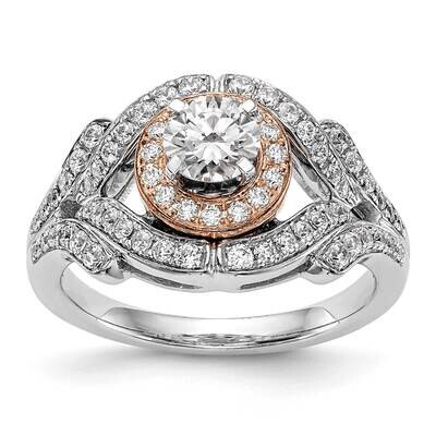 Halo Plus Peg Set 1/2 Carat Diamond Semi-Mount Engagement Ring 14k Two-Tone Gold RM2200E-050-RWAA, …