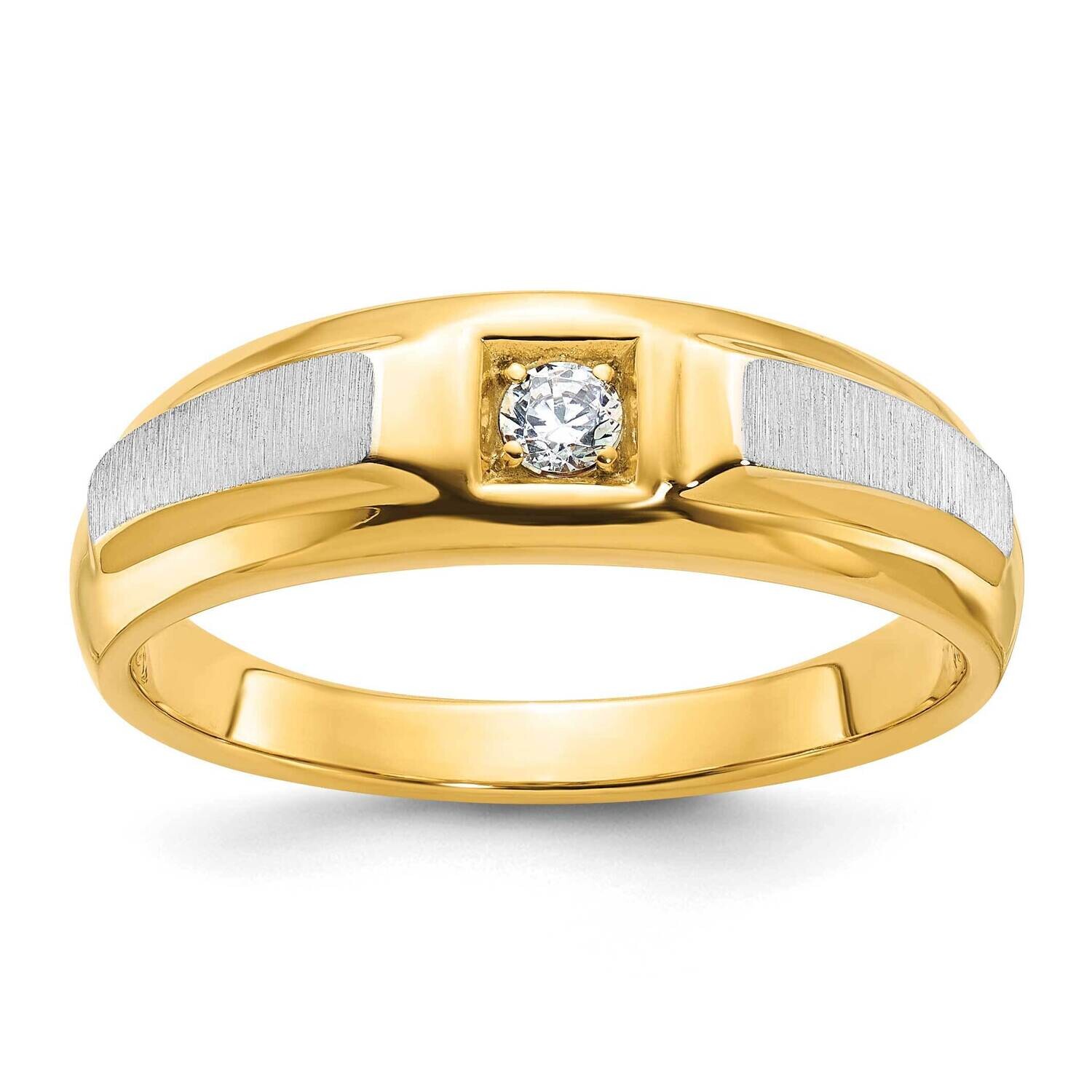 Ibgoodman Men&#39;s Polished Satin 1/10 Carat Diamond Complete Ring 14k Two-Tone Gold B63234-4YWAA by I…