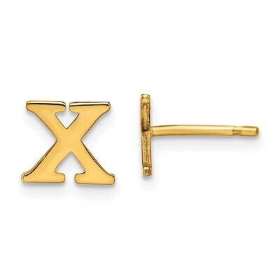 Gold-Plated Letter X Initial Post Earrings Sterling Silver XNE46GP/X, MPN: XNE46GP/X,