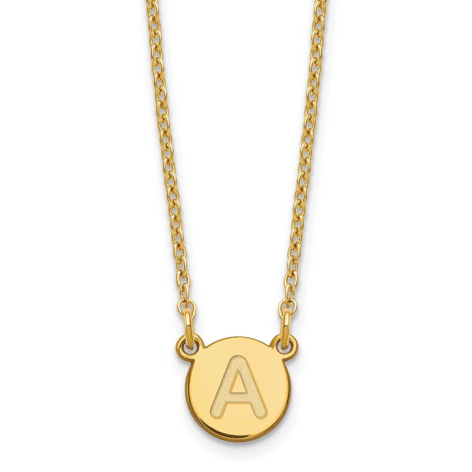 Gold-Plated Tiny Circle Block Letter A Initial Necklace Sterling Silver XNA722GP/A, MPN: XNA722GP/A,