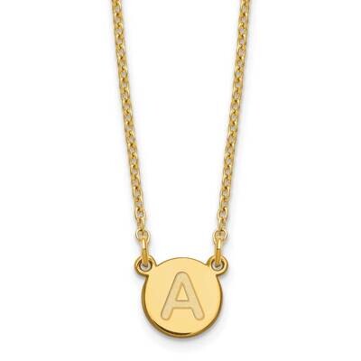 Gold-Plated Tiny Circle Block Letter A Initial Necklace Sterling Silver XNA722GP/A, MPN: XNA722GP/A,