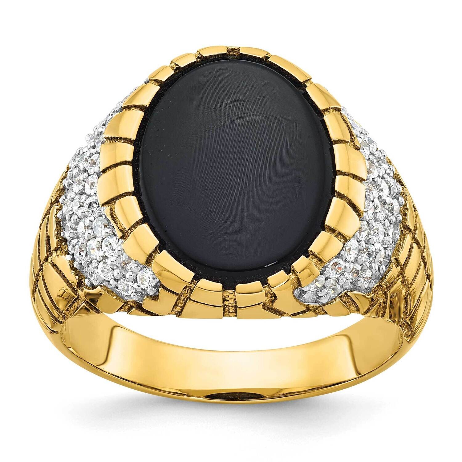Ibgoodman Men&#39;s Onyx 7/8 Carat Diamond Nugget Complete Ring 14k Gold B52164-4YOX/AA by IBGoodman, M…