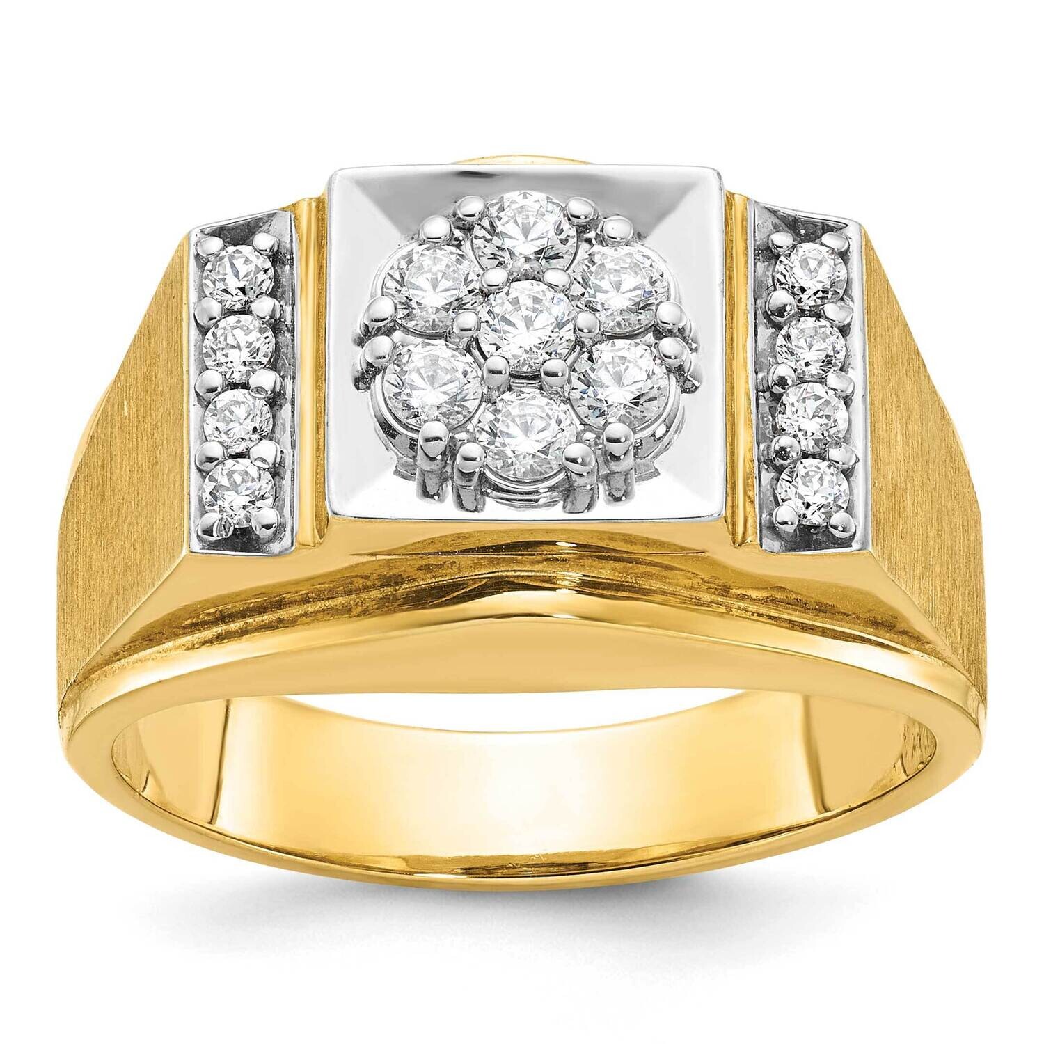 Ibgoodman Men&#39;s Polished Satin 1/2 Carat Aa Quality Diamond Cluster Ring 14k Two-Tone Gold B58225-4…