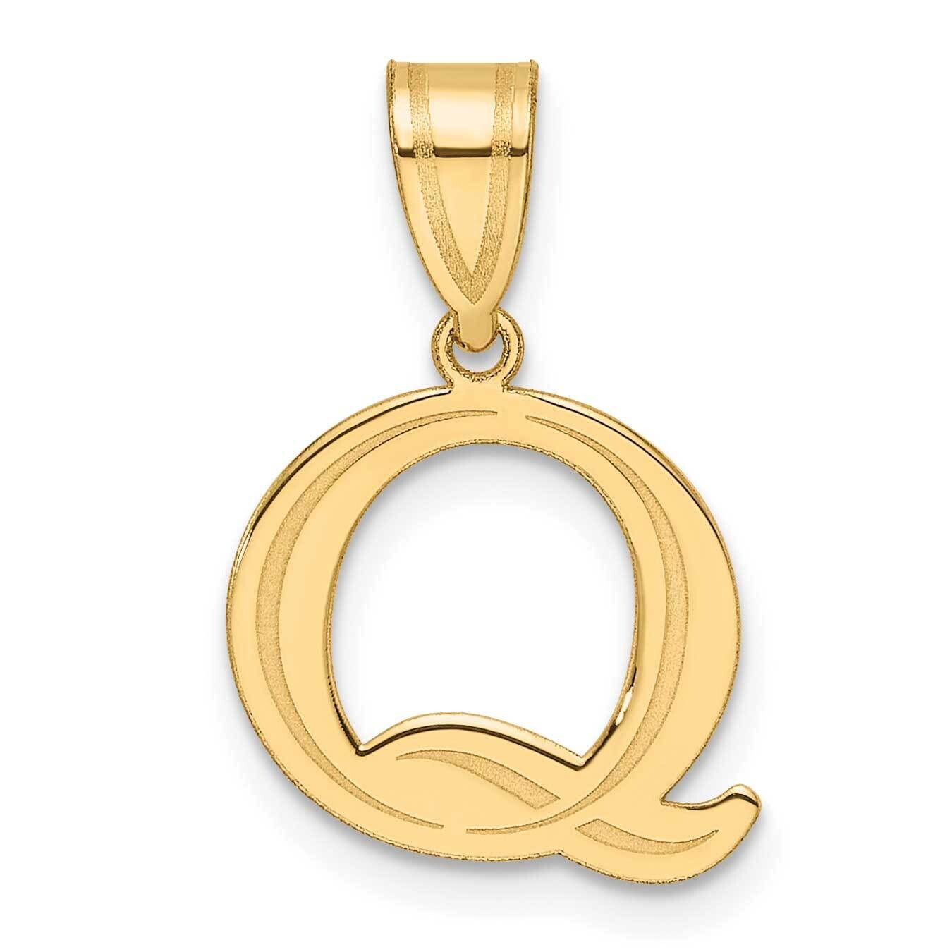 Etched Letter Q Initial Pendant 14k Polished Gold YC1539Q, MPN: YC1539Q,