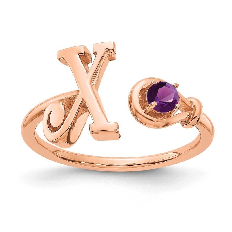 Rose-Plated Letter X Birthstone Ring Sterling Silver XNR81XRP