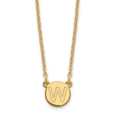 Gold-Plated Tiny Circle Block Letter W Initial Necklace Sterling Silver XNA722GP/W, MPN: XNA722GP/W,