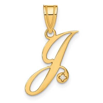 Diamond Script Letter J Initial Pendant 14k Gold YC252J, MPN: YC252J,