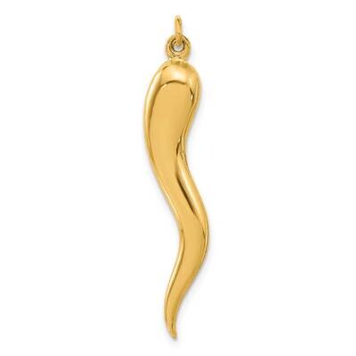 Hollow Italian Horn Pendant 14k Polished Gold YC1581 by Men&#39;s Jewelry and Accessories, MPN: YC1581,…