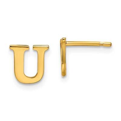 Gold-Plated Letter U Initial Post Earrings Sterling Silver XNE46GP/U, MPN: XNE46GP/U,