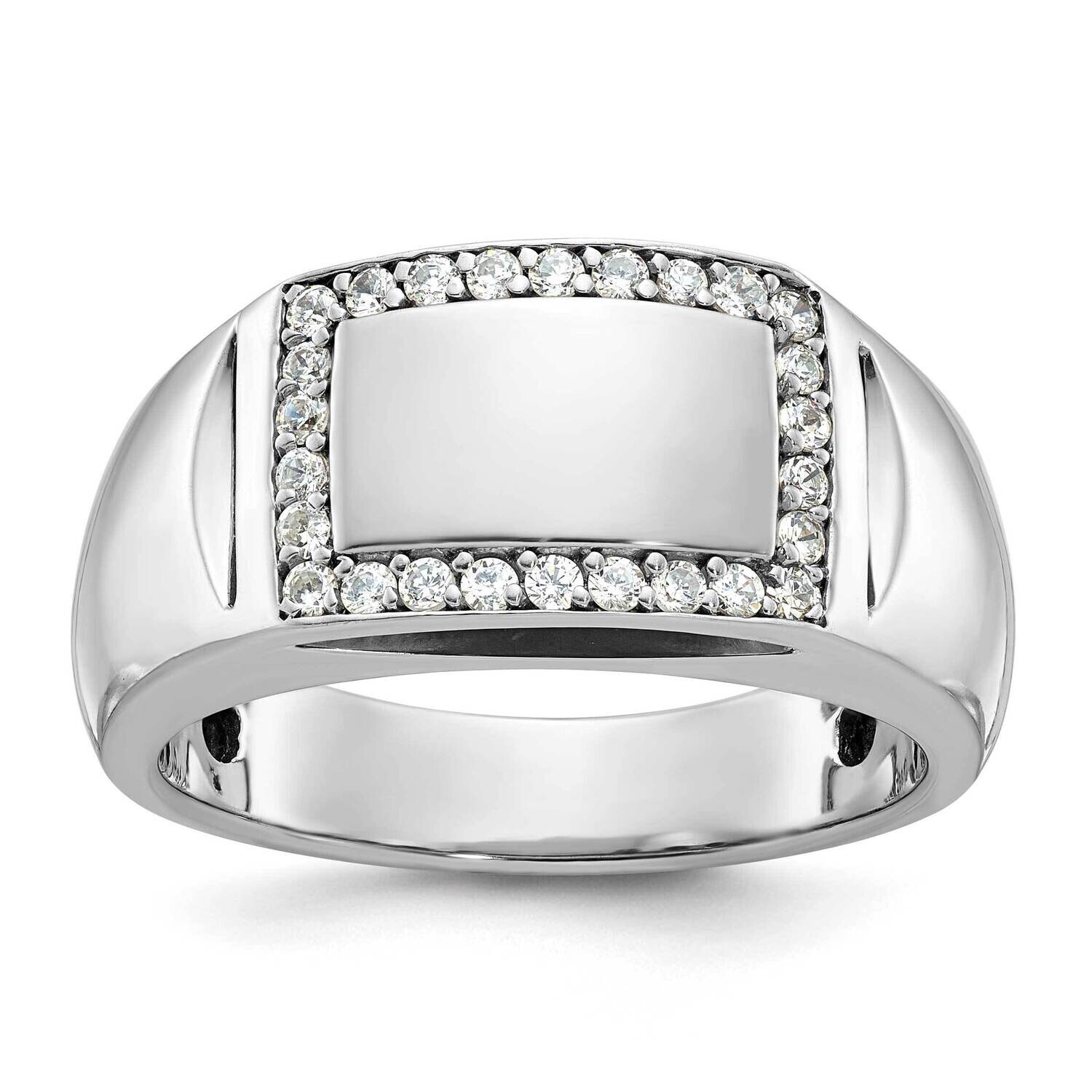 Ibgoodman Men&#39;s Polished 3/8 Carat Aa Quality Diamond Rectangle Ring 14k White Gold B59047-4WAA