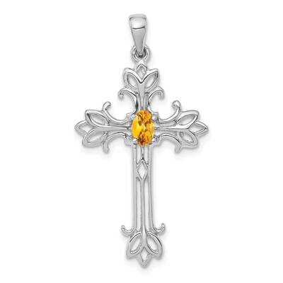 5X3mm Oval Citrine Cross Pendant 14k White Gold XP1775WCI, MPN: XP1775WCI, 883957169941