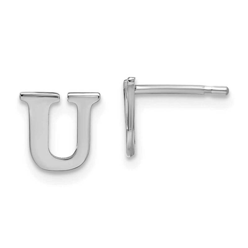 Letter U Initial Post Earrings Sterling Silver Rhodium-Plated XNE46SS/U, MPN: XNE46SS/U,