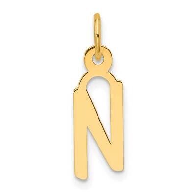 Slanted Block Letter N Initial Charm 14k Gold YC1552N, MPN: YC1552N,
