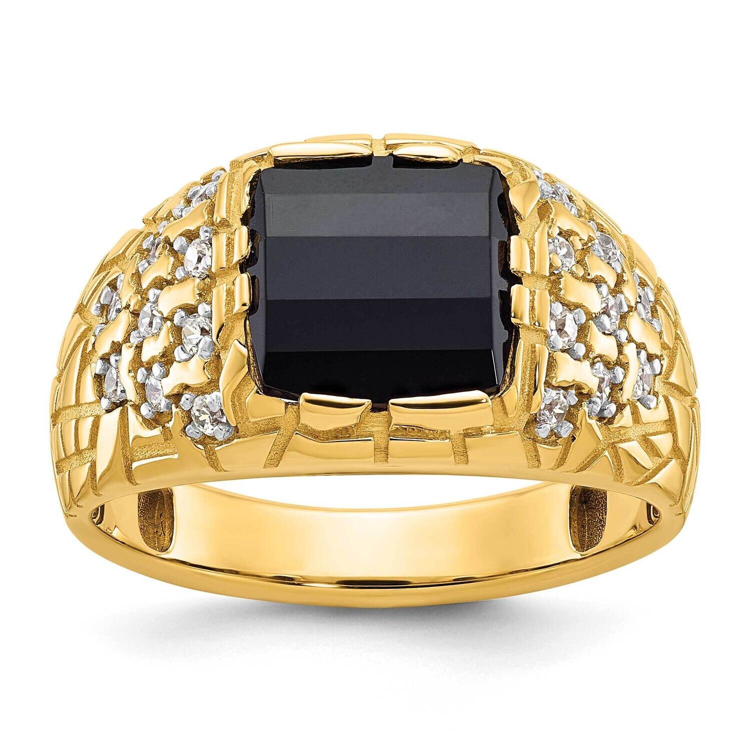 Ibgoodman Men&#39;s Onyx 1/4 Carat Diamond Nugget Complete Ring 14k Gold B52168-4YOX/AA by IBGoodman, M…