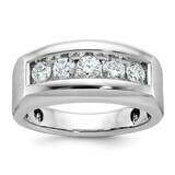 Ibgoodman Men&#39;s Polished Satin 5-Stone 1 Carat Aa Quality Diamond Ring 14k White Gold B64008-4WAA b…