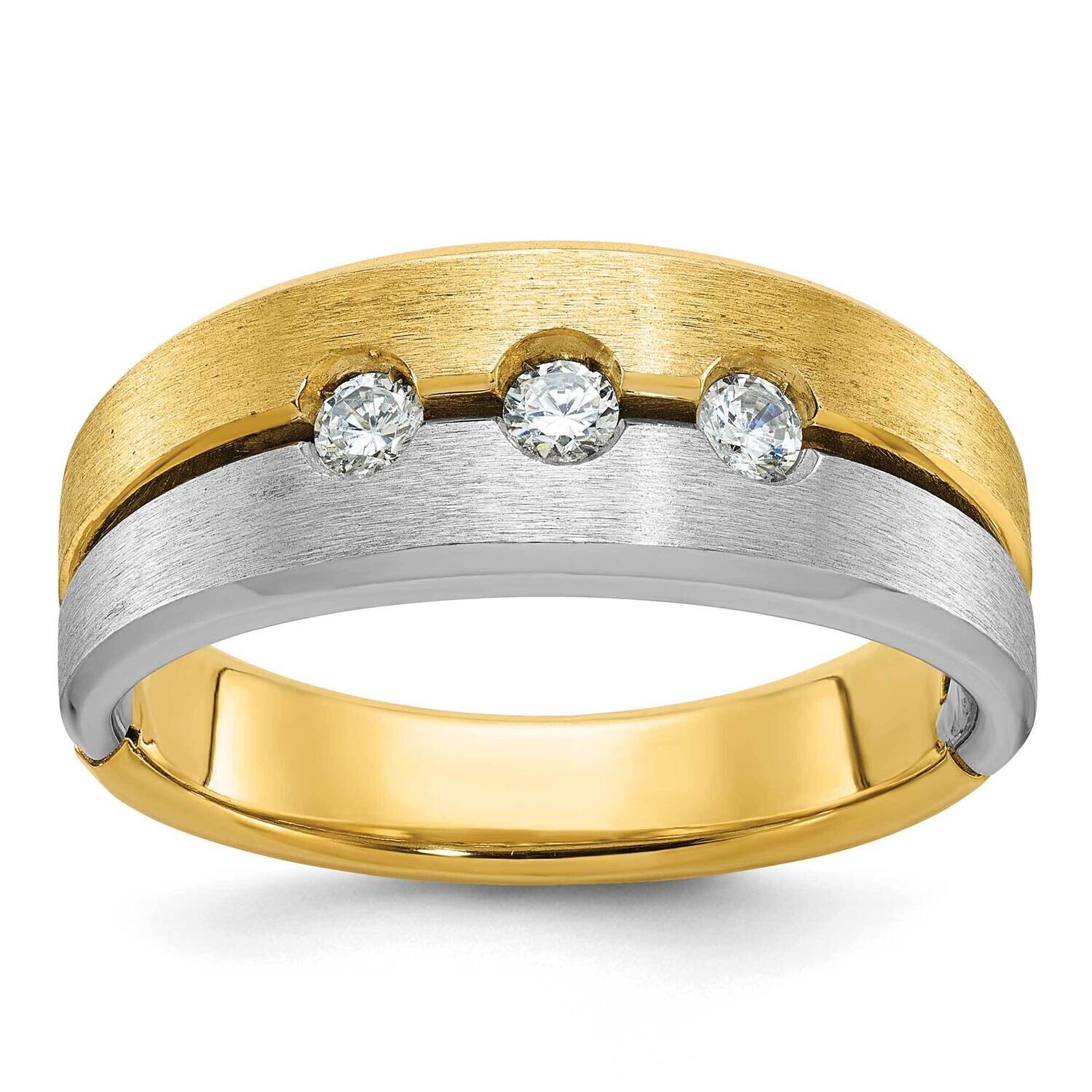 Ibgoodman Men&#39;s Polished Satin 1/4 Carat Diamond Complete Ring 14k Two-Tone Gold B63322-4YWAA by IB…