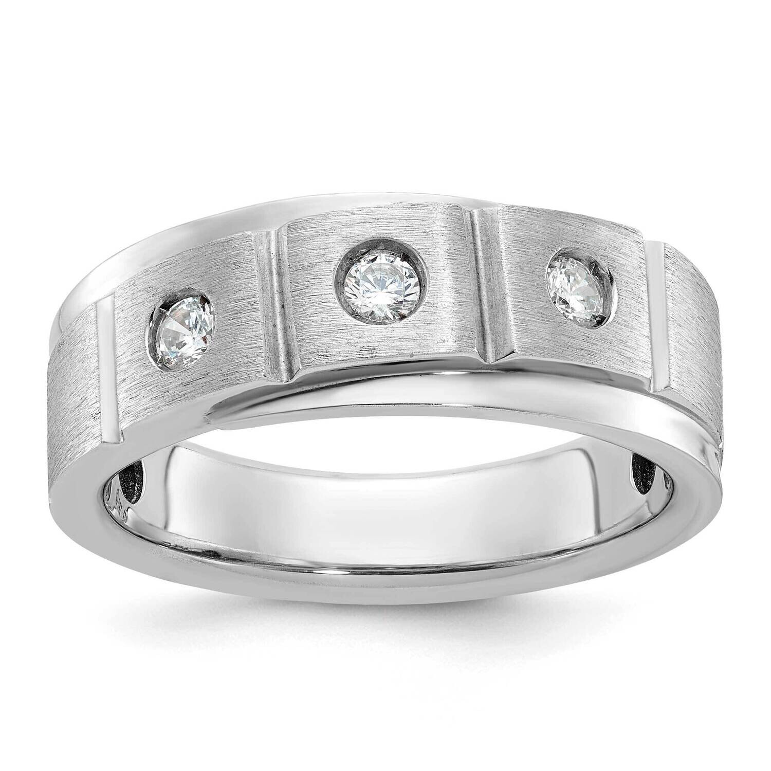 Ibgoodman Men&#39;s Polished Satin 1/4 Carat Diamond Complete Ring 14k White Gold B58940-4WAA by IBGood…