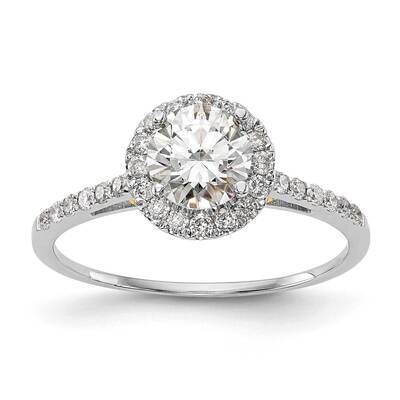 Halo Holds 1 Carat 6.5mm Round Center 1/4 Carat Diamond Semi-Mount Engagement Ring 14k Two-Tone Gol…