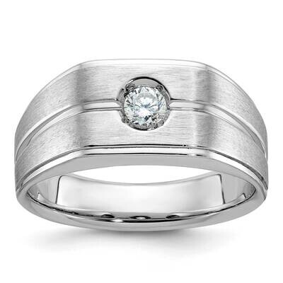 Ibgoodman Men&#39;s Polished Satin 1/5 Carat Diamond Complete Ring 14k White Gold B58844-4WAA by IBGood…