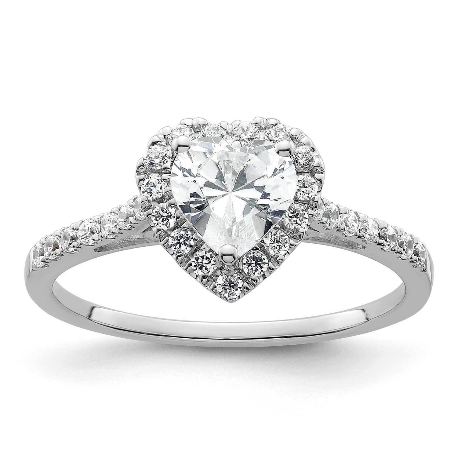 Halo Holds 1/2 Carat 5mm Heart Center 1/3 Carat Diamond Semi-Mount Engagement Ring 14k White Gold R…
