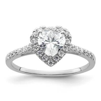 Halo Holds 1/2 Carat 5mm Heart Center 1/3 Carat Diamond Semi-Mount Engagement Ring 14k White Gold R…