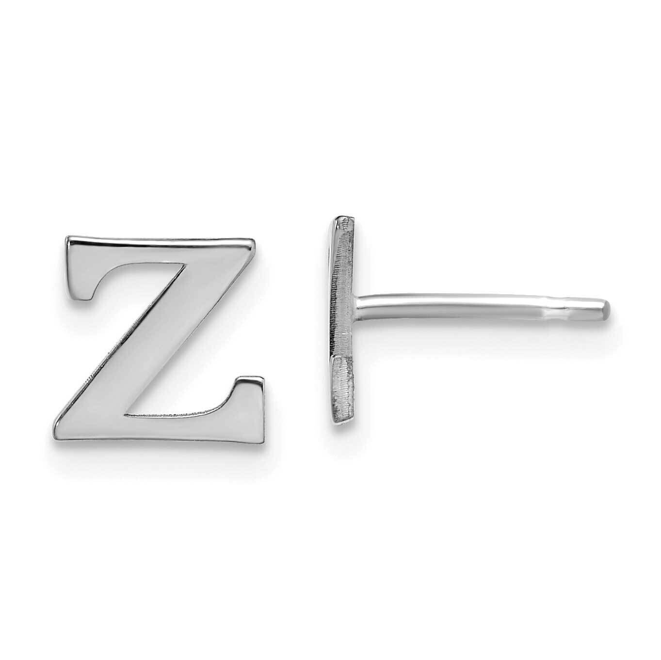 Letter Z Initial Post Earrings Sterling Silver Rhodium-Plated XNE46SS/Z