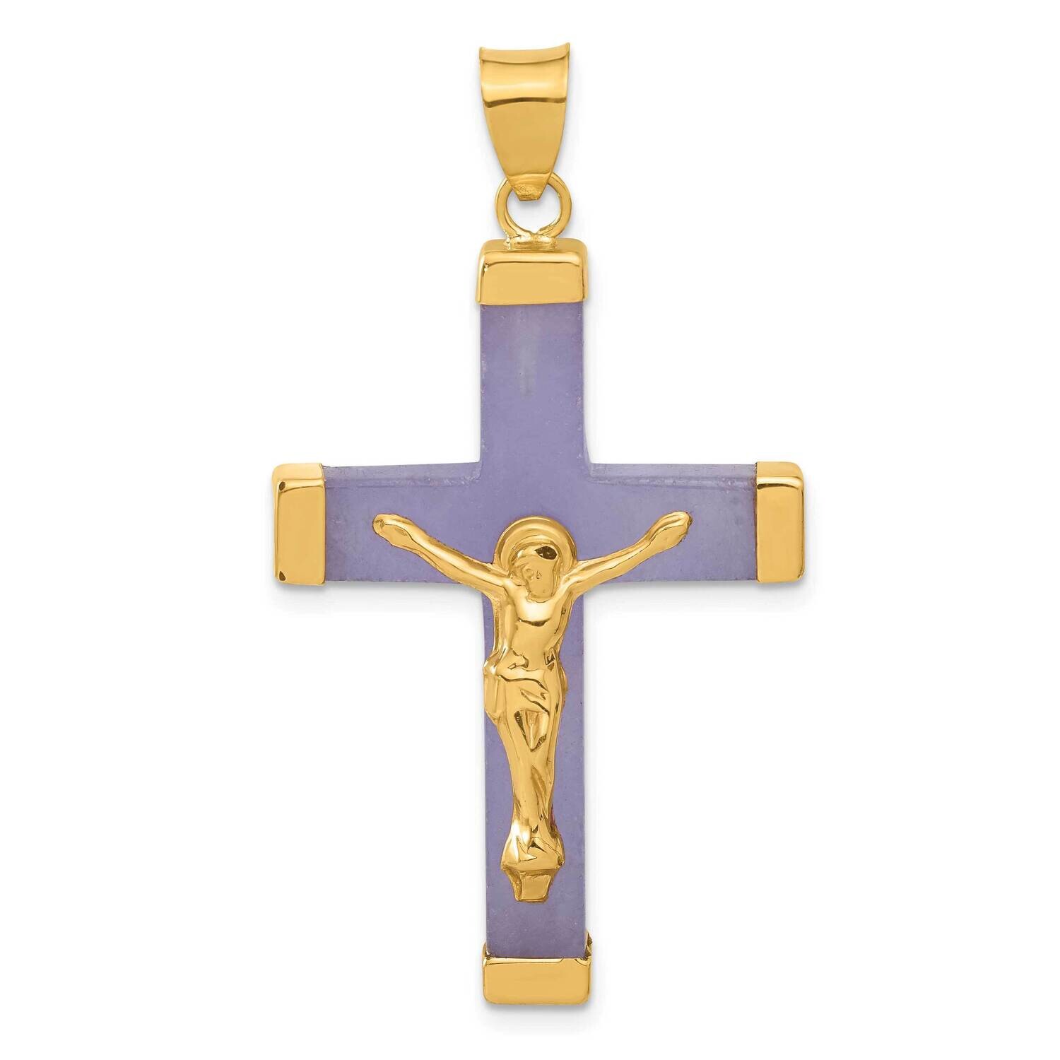Lavender Jade Crucifix Pendant 14k Gold XR892, MPN: XR892,