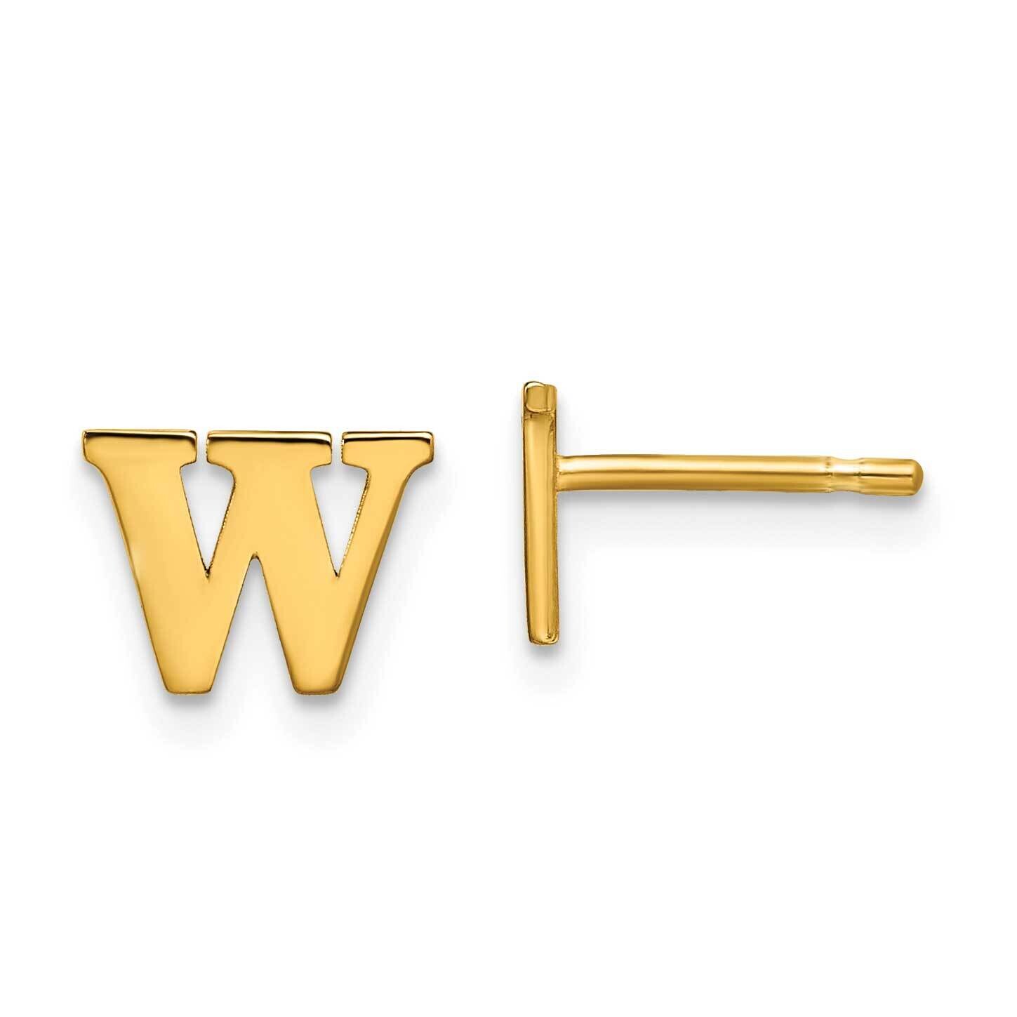 Gold-Plated Letter W Initial Post Earrings Sterling Silver XNE46GP/W, MPN: XNE46GP/W,